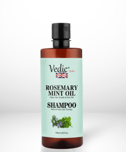 Vedic London Rosemary Mint Oil Shampoo - 500ml | Natural Hair Care Therapy for Hair Growth and Anti-Hair Fall | Infused with Rosemary and Mint for Stronger, Healthier, and Shinier Hair | Vegan, Cruelty-Free, and Eco-Friendly